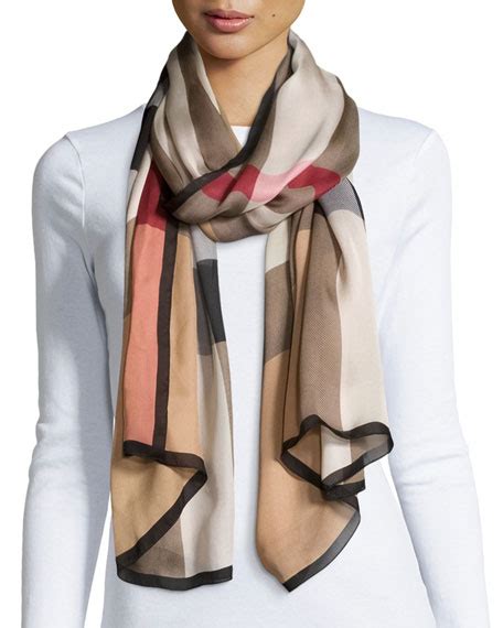 authentic burberry mega check ultra-washed silk scarf brown check print|Burberry scarf white tag.